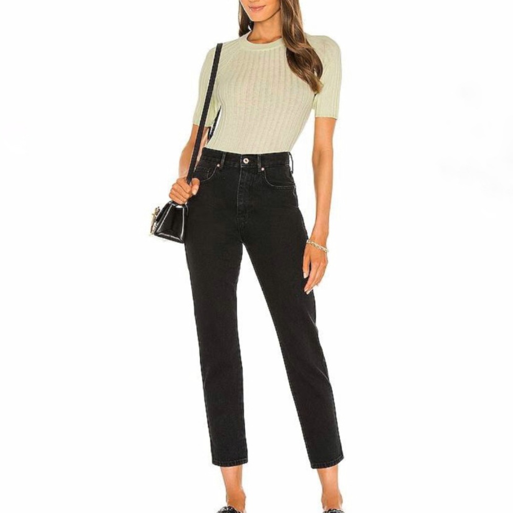 Free People Black High Rise Stove Pipe Jeans